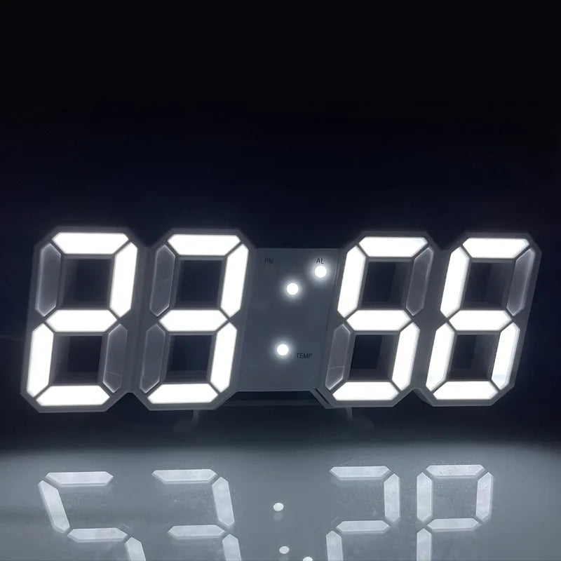 RELOJ DIGITAL LED 3D MODERNO CON ALARMA Y BRILLO AJUSTABLE