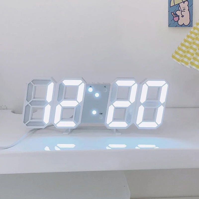 RELOJ DIGITAL LED 3D MODERNO CON ALARMA Y BRILLO AJUSTABLE