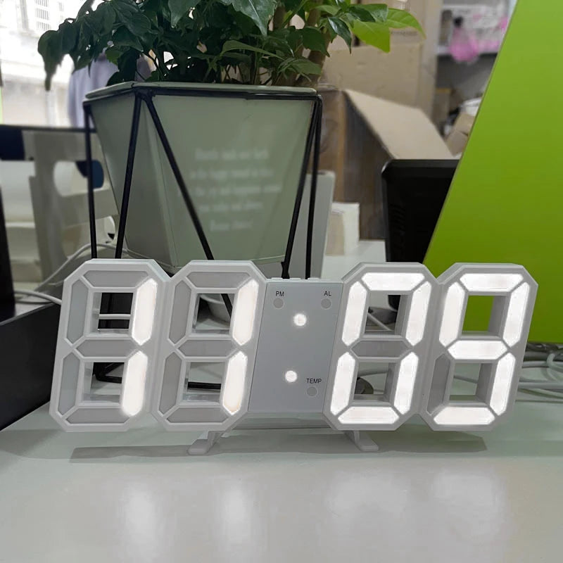 RELOJ DIGITAL LED 3D MODERNO CON ALARMA Y BRILLO AJUSTABLE